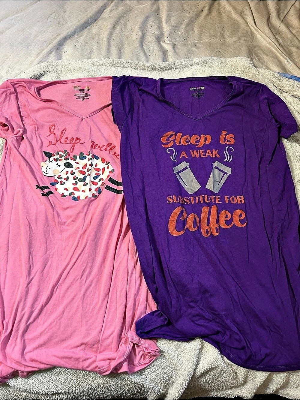 Graphic Sleep Tees Purple & Pink